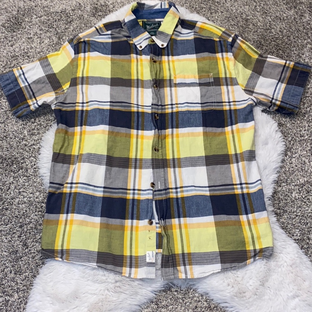 Vintage woolrich men’s plaid button down pocket shirt